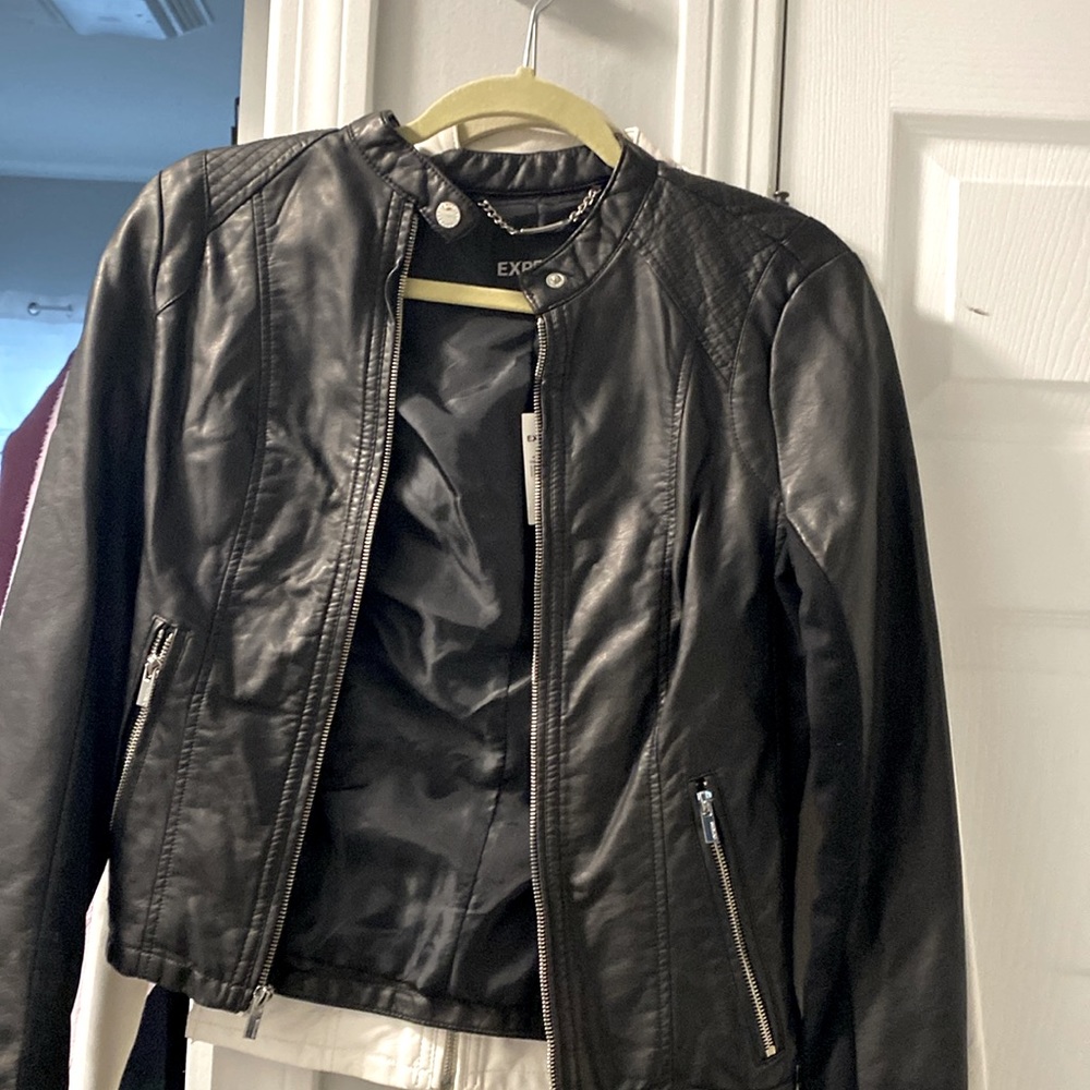 Express faux leather biker jacket